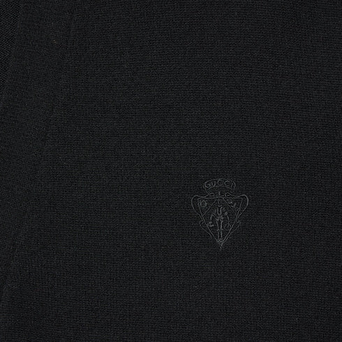 Knit wool cardigan with embroidery - black
