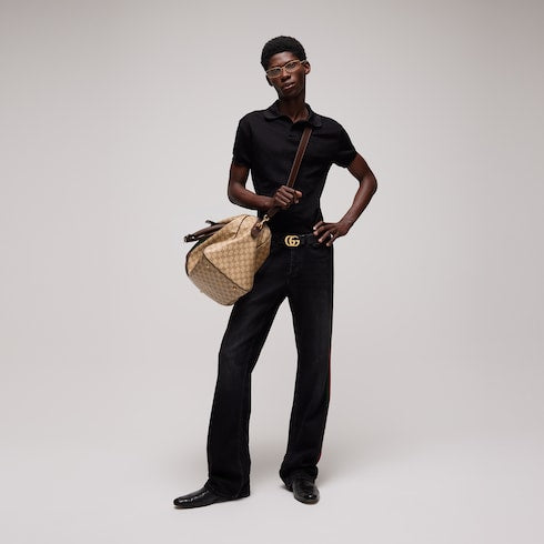 GG technical jersey jacquard polo shirt - black