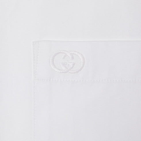 Cotton poplin shirt with embroidery - white