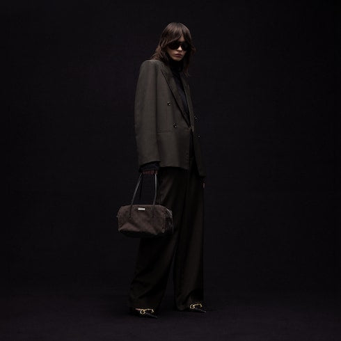 Gucci Melrose medium boston bag - dark brown GG canvas