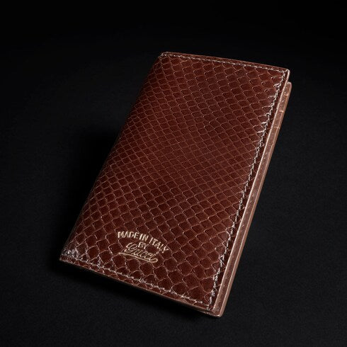 Lira card case - dark brown python leather