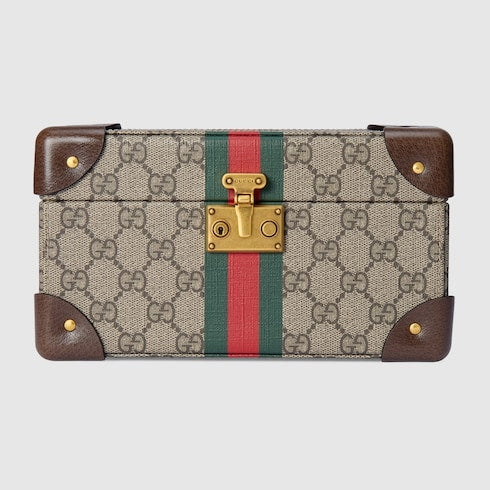 Gucci Savoy small rigid watch case - beige and ebony Supreme