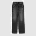 Cotton denim pants with Horsebit - dark grey