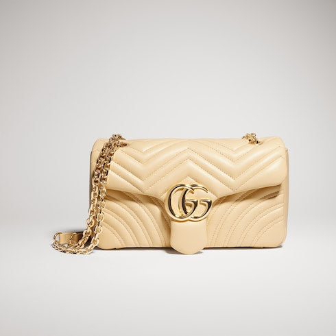 GG Marmont medium shoulder bag - light yellow leather