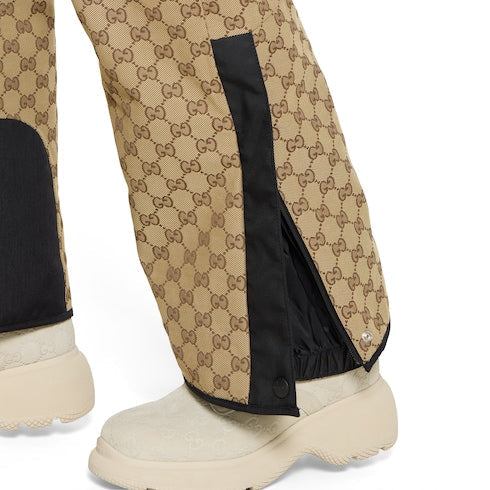GG technical fabric jacquard pants - beige and dark brown