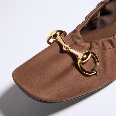 Women's Prima ballet flat - dark brown nubuck leather