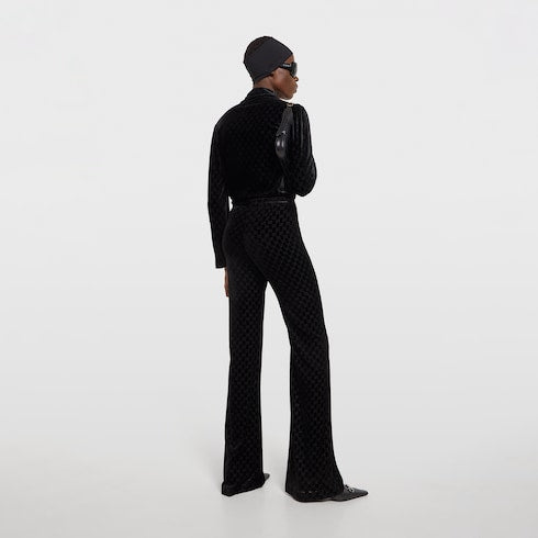 GG stretch devoré velvet pants - black