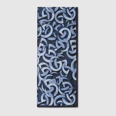 Gucci Double G cotton silk stole - blue