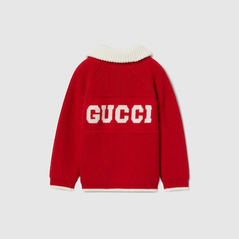 Baby wool sweater - red and white