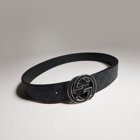 Reversible belt with Interlocking G buckle - black Supreme and black leather