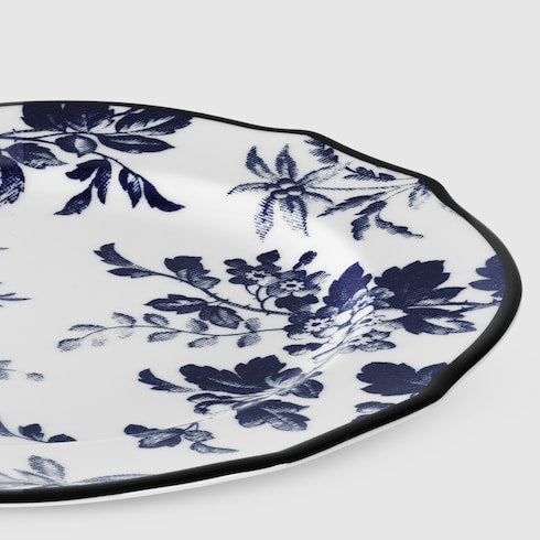 Herbarium dessert plate, set of two - blue and white porcelain