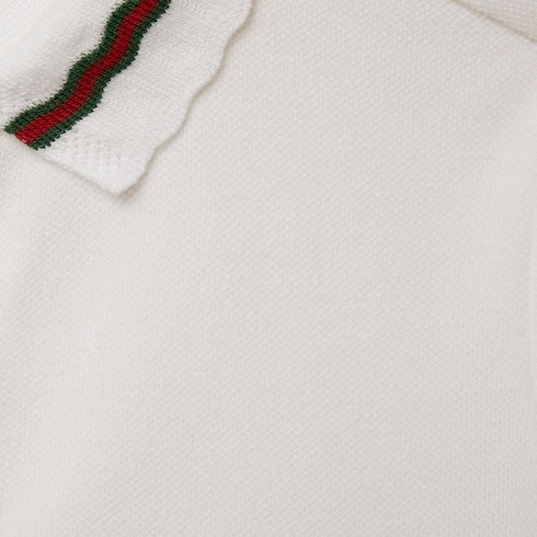 Baby mini polo dress with Web - white