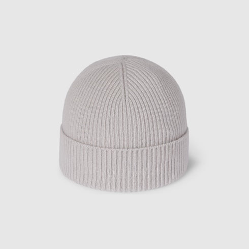 Cashmere hat with patch - light grey