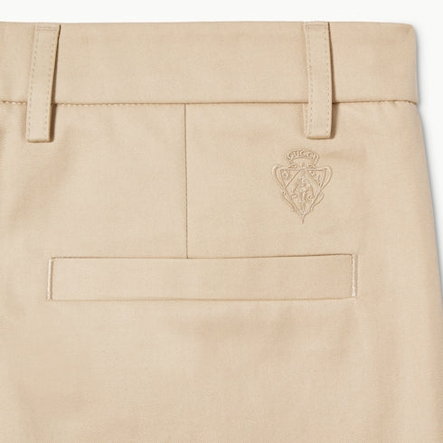 Cotton twill pants with embroidery - sand
