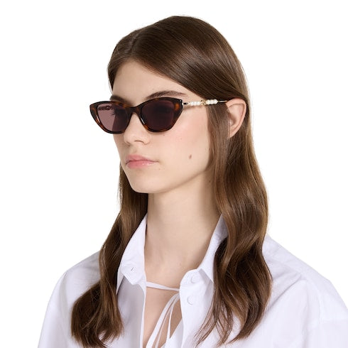Cat eye frame sunglasses - medium brown tortoiseshell