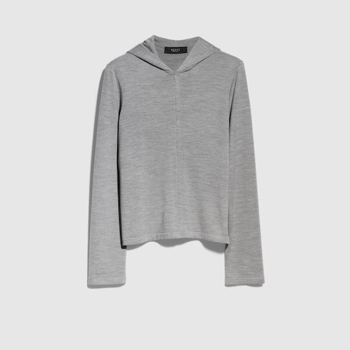Wool silk blend hooded cardigan - grey