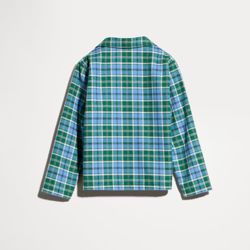Children's cotton tartan shirt - blue and green