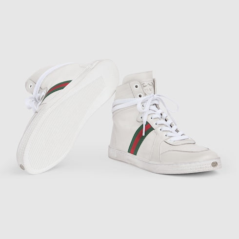 Women's Stretch high-top sneaker - white leather