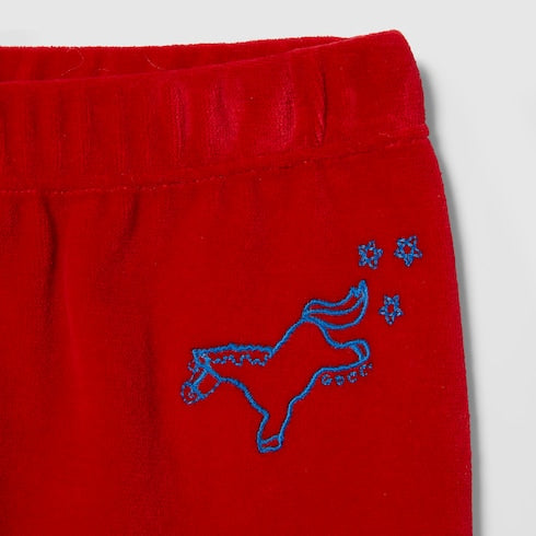 Children's chenille jogging pants - red
