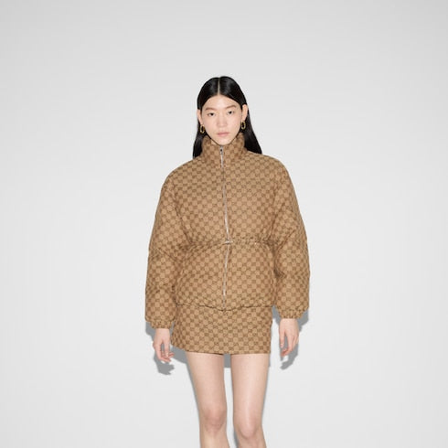 GG canvas bomber jacket - camel and ebony