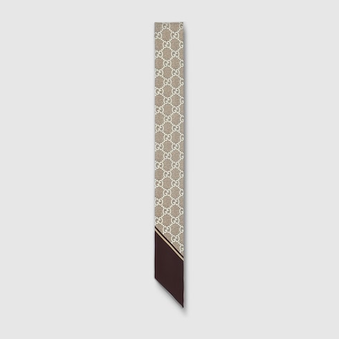 Printed silk ribbon - brown