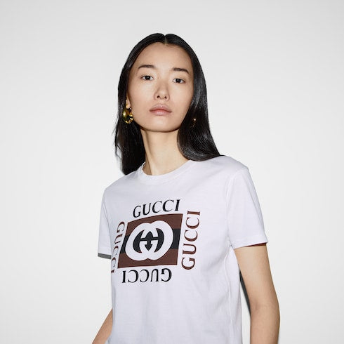 Printed cotton jersey T-shirt - white