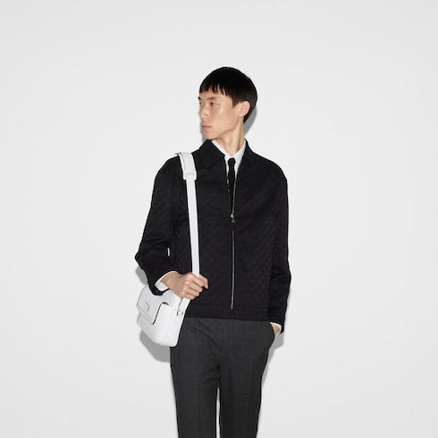 Reversible nylon and GG canvas jacket - black, beige and ebony