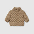 Baby GG canvas padded jacket - camel and dark brown