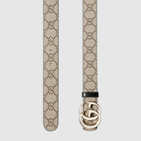 Reversible GG Marmont belt - beige Supreme and black leather