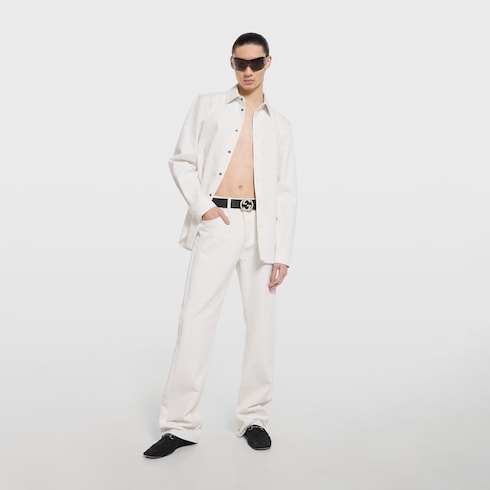 GG cotton denim jacquard shirt - white