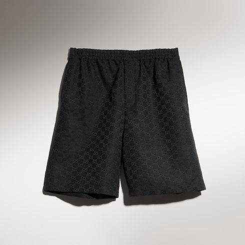 GG canvas linen blend shorts - black