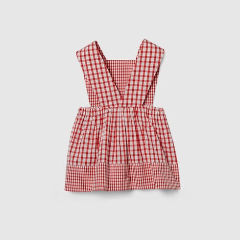 Baby gingham cotton dress - red and white