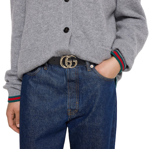 Reversible GG Marmont belt - beige Supreme and black leather