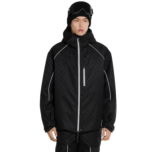GG technical fabric jacquard jacket - black