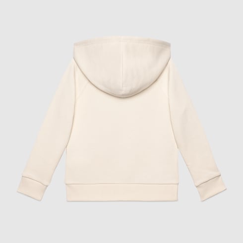 White Cotton Children's Sweatshirt With Gucci Logo & Hood - White Cotton