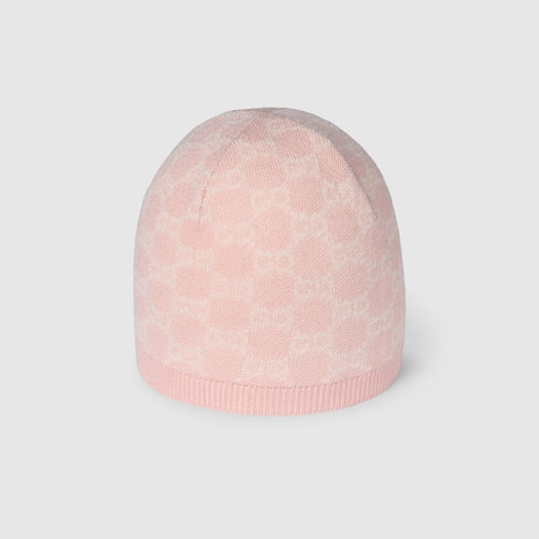 Baby GG wool hat - light pink and white