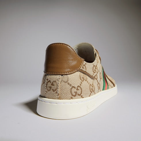 Women's Stretch low-top sneaker - sand and brown GG canvas