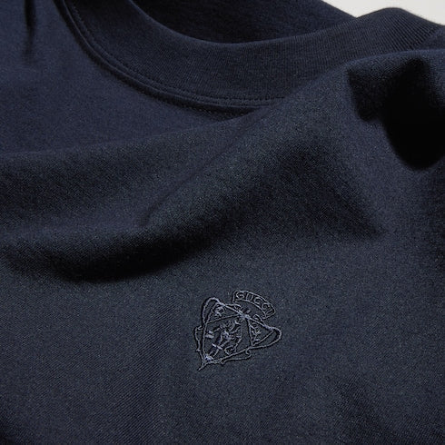 Cotton silk jersey T-shirt with embroidery - dark blue