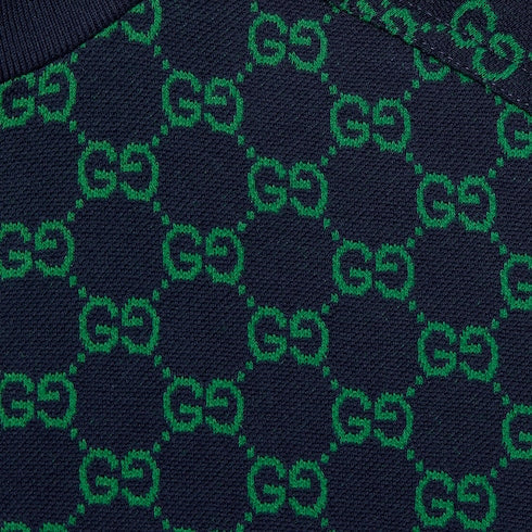 Children's GG cotton zip jacket - navy and green