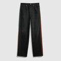 Cotton denim pants with Web insert - black