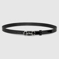 Thin belt with Horsebit buckle - black patent leather