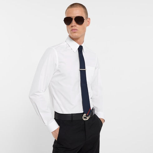 Web silk jacquard tie - blue