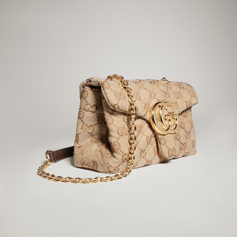 GG Marmont mini shoulder bag - sand and brown GG canvas