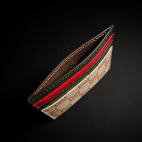 Card case with multicolor slots - sand and brown GG coated canvas