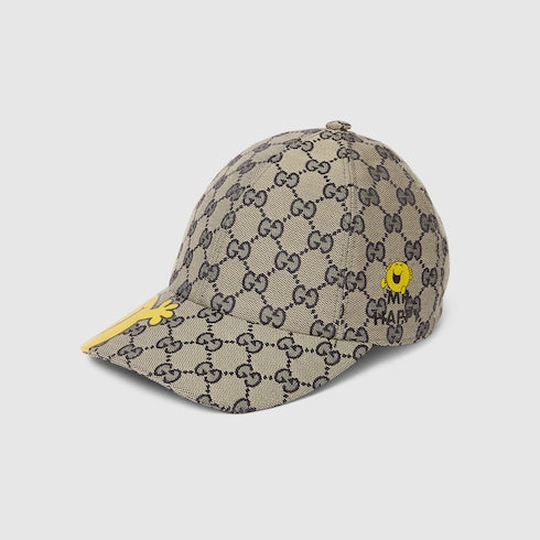 Children's GG canvas baseball hat - beige and blue