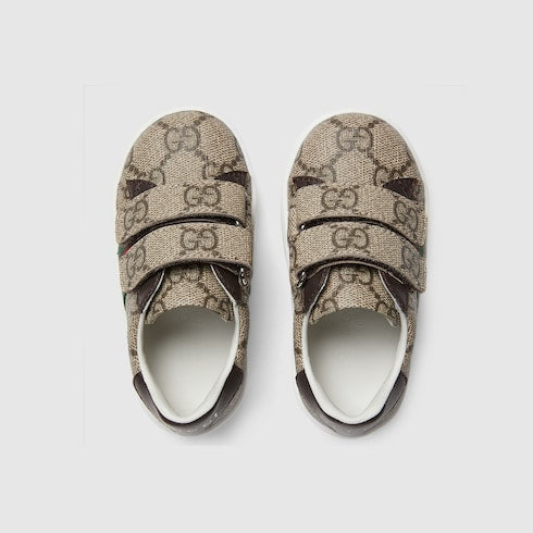 Toddler Gucci Ace sneaker - beige and ebony GG Supreme
