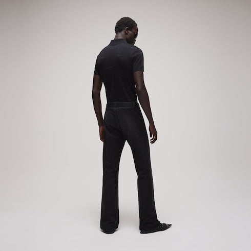 Wool silk Gucci jacquard polo shirt - black