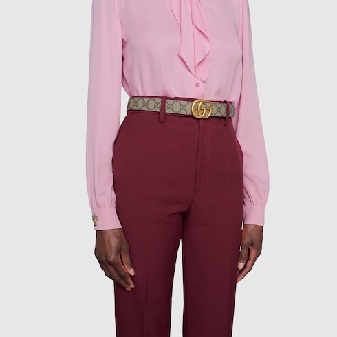 GG Marmont reversible belt - brown leather