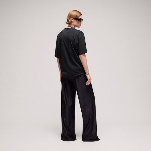 Cotton jersey T-shirt with print - black
