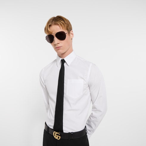 GG silk cotton tie - black
